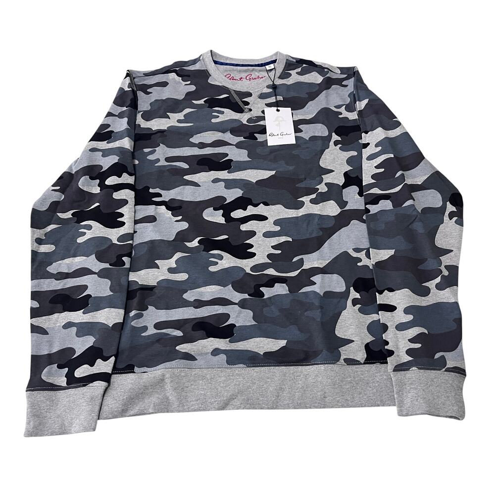 Robert Graham Mens Grey Camouflage Sweatshirt Crewneck NWT $148 M
